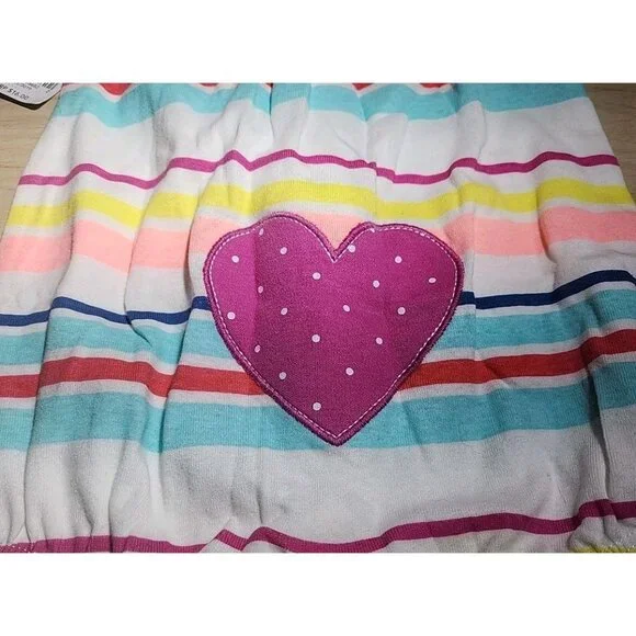 Carter's Baby Girl Sleeveless Romper 9M Stripes Multi Color Heart On Backside - Picture 4 of 6